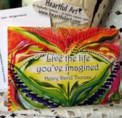 Live the life you've imagined Thoreau postcards - Heartful Art by Raphaella Vaisseau
